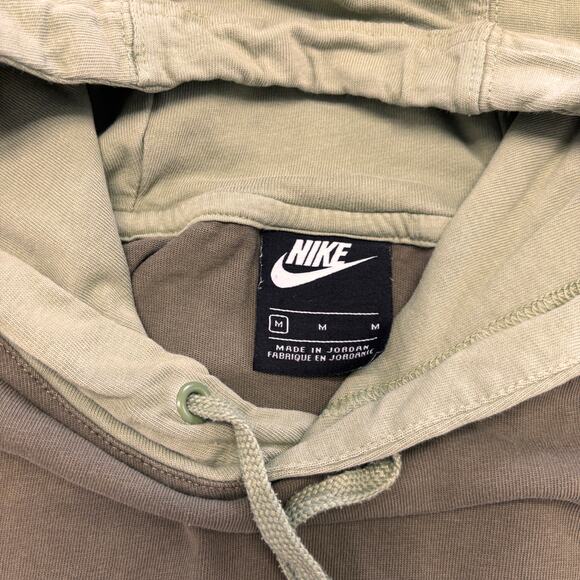 Nike Olive Green Cream Mens M Pullover Swoosh‎ Embroidered Color Block Hoodie - Picture 4 of 7